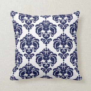Almofada Azul Marinho e Branco Padrão Elegante Moderno de D
