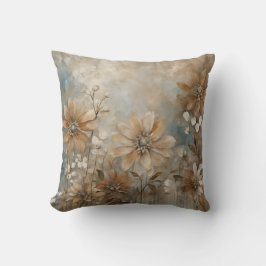 Almofada Azul Marrom Bege Floral Farmhouse