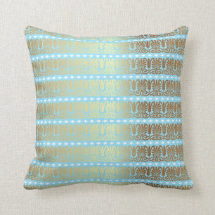 Almofada Azul, Metálico, Azul, Turquesa Dourado