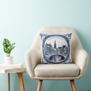 Almofada Azul Personalizado Delft Amsterdam Lembrança