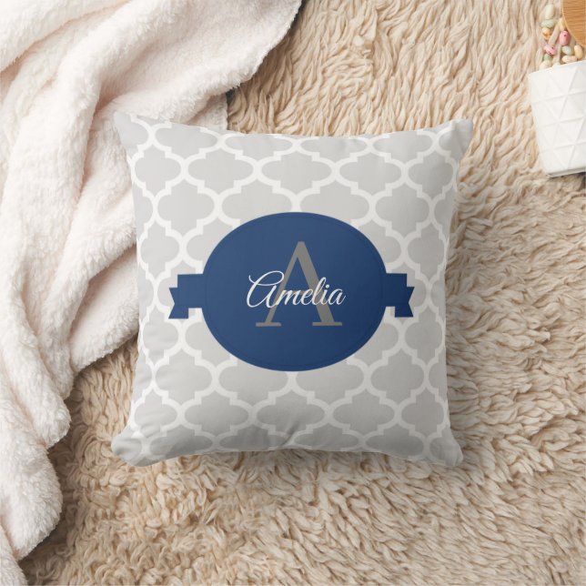 Almofada Azul Quatrefoil Personalizado (Cobertor)
