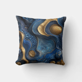 Almofada Azul Real Dourado Azul Naval Geodo Presente Decora