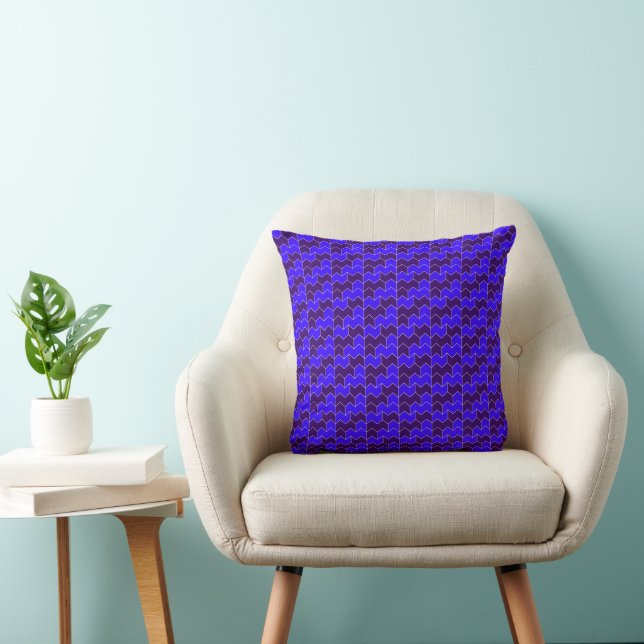 Almofada Azul Real e Roxo Geométrico Moderno em Zigue-Zague (Cadeira)
