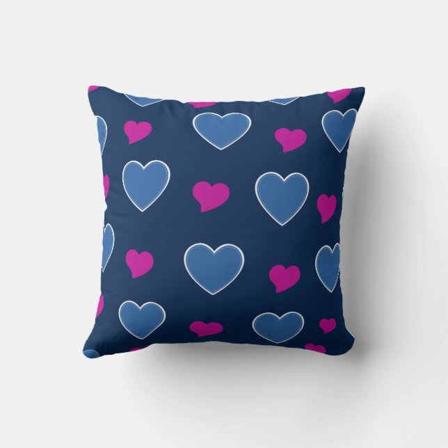 Almofada Azul Rosa Fofo Aconchegante Moderno Romântico Chic (Verso)