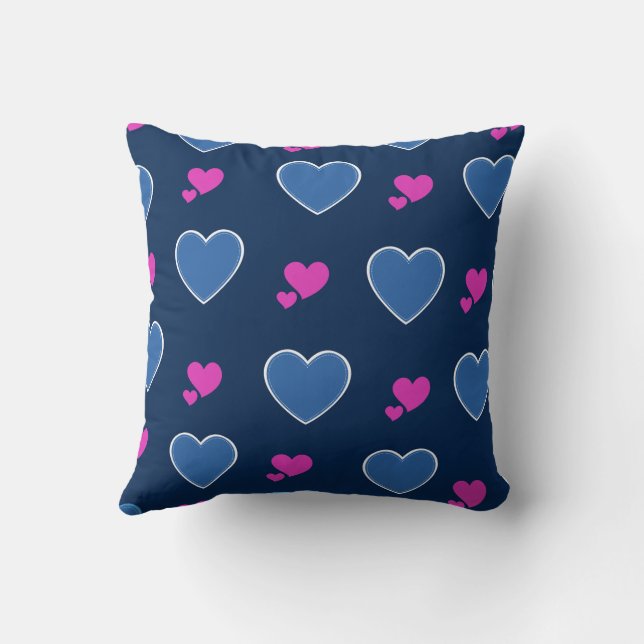Almofada Azul Rosa Fofo Aconchegante Moderno Romântico Chic (Verso)