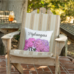 Almofada Azul rosa Hydrangeas elegantes flores roxas cor-de