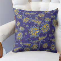 Azul Roxo e Chintz Floral Dourada