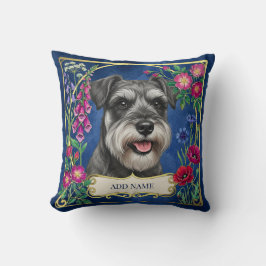 Almofada Azul Schnauzer Sal e Pimenta Personalizad