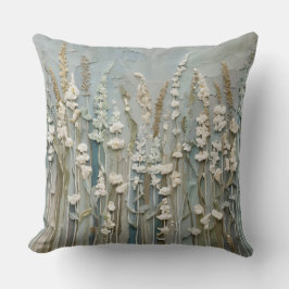 Almofada Azul Teal Bege Branco Flor Silvestre