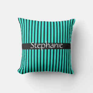 Almofada Azul Teal Preto Branco Personalizado Nomes Padrões
