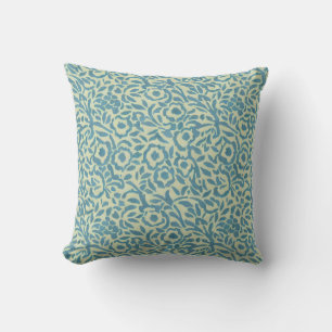 Almofada Azul Turquesa Elegante e Floral Abstrato Verde