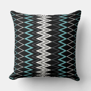 Almofada Azul-turquesa preto e branco