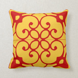 Almofada azulejo amarelo-mostarda espanoso no travesseiro v