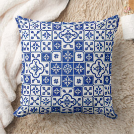 Almofada Azulejo Azul Português Padrão de Azulejo Decorativ