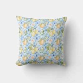 Almofada Azulejo Azul Siciliano Italiano Limão Amarelo Aqua