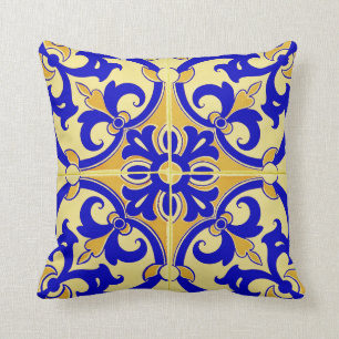 Almofada Azulejo Azulejo tradicional português  azul amare
