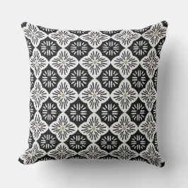 Almofada Azulejo gráfico casablanca em padrão preto e branc