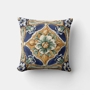Almofada Azulejo italiano, floral, majolica