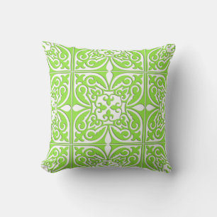 Almofada Azulejo marroquino - verde limão e branco