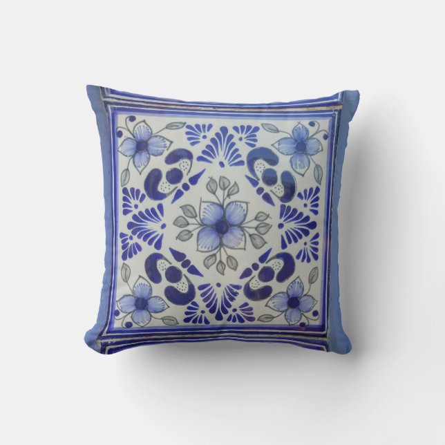 Almofada Azulejo Mexicano | Talavara | Cerâmica México (Frente)