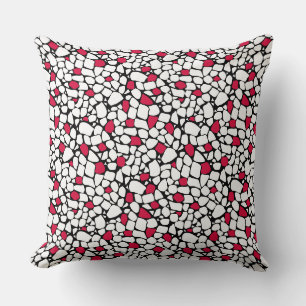 Almofada Azulejo padrão abstrato mosaico vermelho branco pr