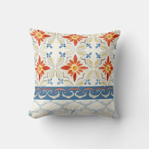Almofada Azulejo Quatrefoil de Marrocos Padrão Floral Water