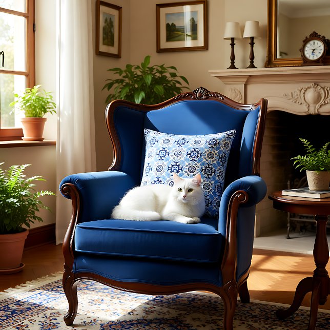 Almofada 💙 Azulejos azuis impressionantes (Stunning blue Azulejos Throw Pillow)