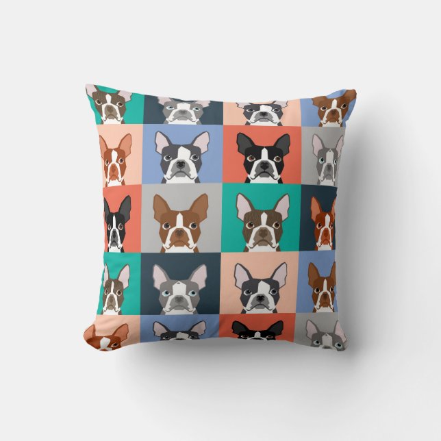 Almofada Azulejos Boston Terrier - travesseiro boston terri (Frente)