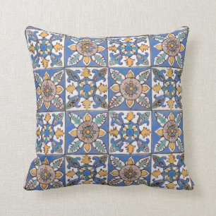 Almofada Azulejos Creme-Coloridos Handmade da parede do