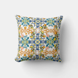 Almofada Azulejos de vintagem portugueses, kiwi e limão