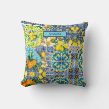 Azulejos florais cítricos sicilianos turquesa azul