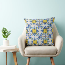 Almofada Azulejos Portugueses - Azulejo - Padrão Azul e Ama