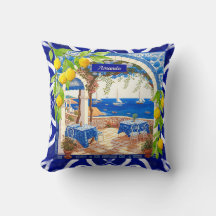 Azulejos sicilianos mediterrâneos de cor azul com 