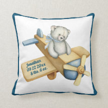 Baby Bear Airplane Watercolor Baby Boy Vintage