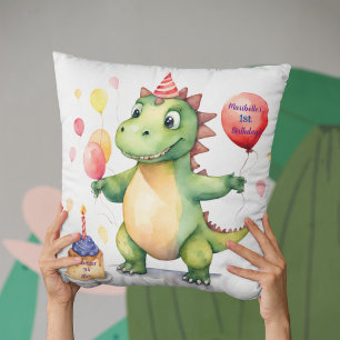 Almofada Baby Dinosaur Girls Personalizaram Aniversário