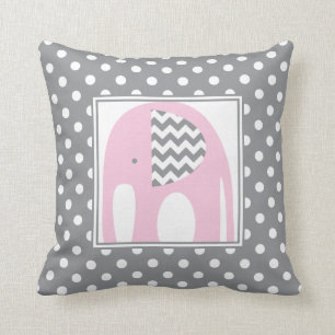Almofada Baby Elephant Bolinhas cor-de-rosa e Cinza