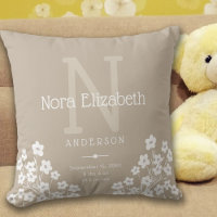 Baby Girl Birth Stats Flores Monograma Nursery Tho
