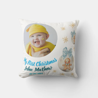 Almofada Baby Girl First Christmas Gingerbread Photo & Name