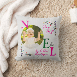 Almofada Baby Girl First Christmas Pink First Noel Photo