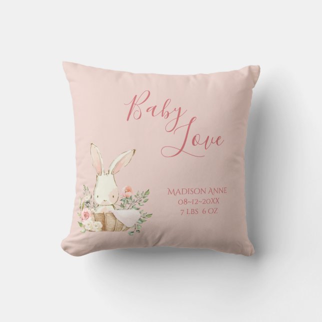 Almofada Baby Girl Name Script Baby Love Keepsaame (Frente)