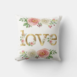 Almofada Baby Girl Nursery Love Floral Rosa Watercolor