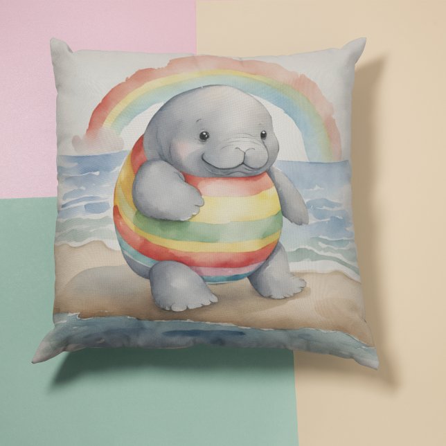 Almofada Baby Manatee Rainbow (Criador carregado)