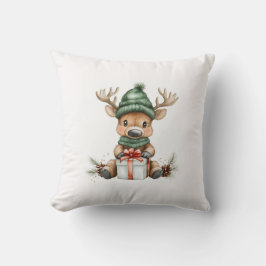 Almofada Baby Moose in Santa Hat com presentes Feriado de i