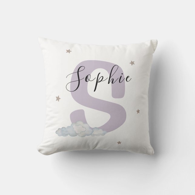 Almofada Baby Nursery Throw Pillow Custom Name Initial (Frente)