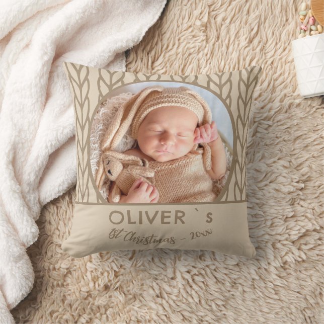 Almofada Baby`s 1st Christmas Knitting Photo  (Cobertor)