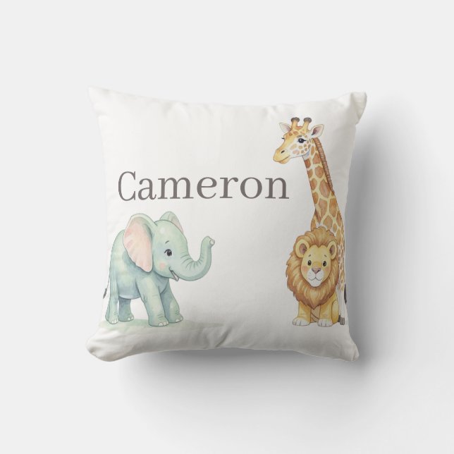 Almofada Baby Safari Animals with Custom Name (Frente)
