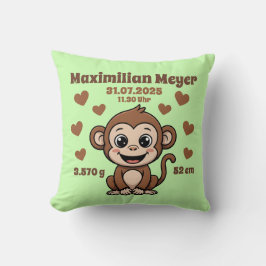 Almofada Babykissen zur Geburt - Affe - personalisierbar -
