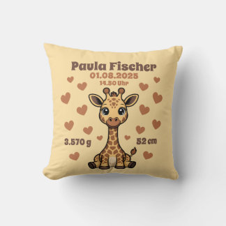 Almofada Babykissen zur Geburt - Giraffe - personalisierbar