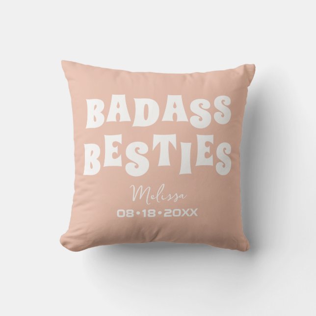 Almofada Badass Besties Engraçado Bridesmaid Favor Gift (Frente)