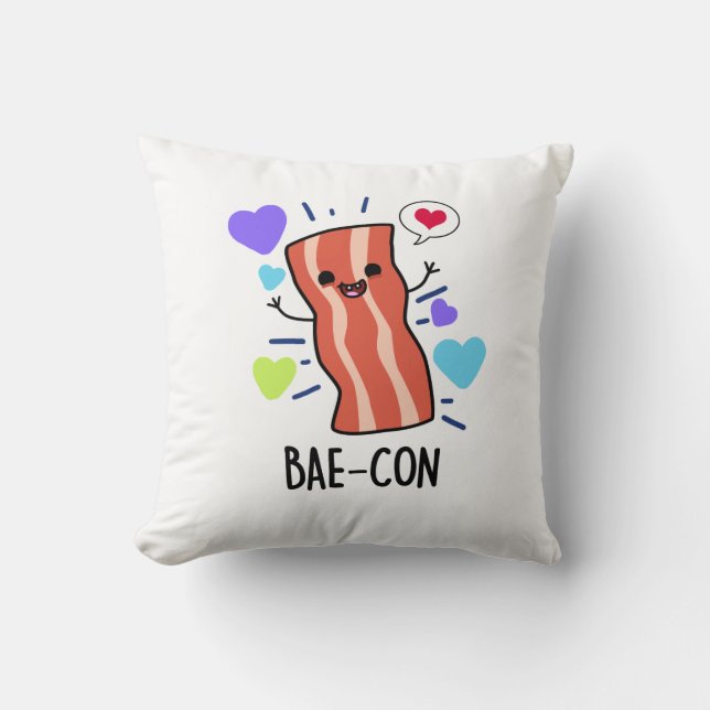 Almofada Bae-con Funny Bacon Pun (Frente)